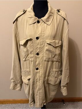 Orvis Tan Cotton Military Field Jacket with Epaulets